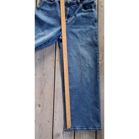 Zara Womens Wide-Leg Cropped Jeans Size 6 Medium Wash Denim Made In Bangladesh - Picture 10 of 11